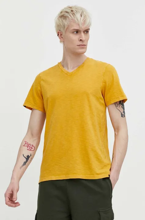 Памучна тениска Superdry в жълто с изчистен дизайн