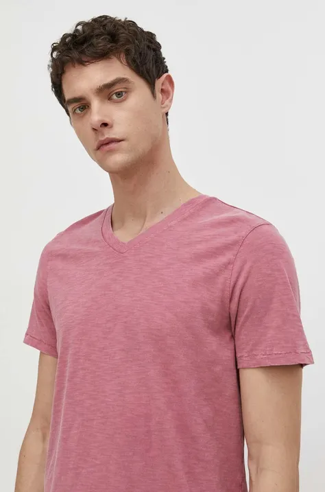 Bombažna kratka majica Superdry moški, roza barva