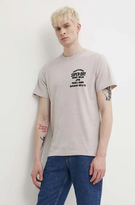 Superdry t-shirt męski kolor beżowy melanżowy