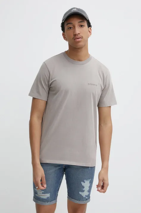 Хлопковая футболка Superdry мужской цвет бежевый однотонный