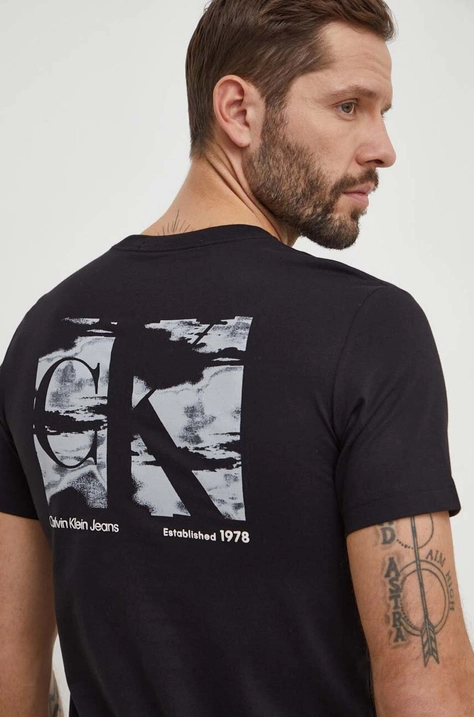 Calvin Klein Jeans t-shirt bawełniany męski kolor czarny z nadrukiem