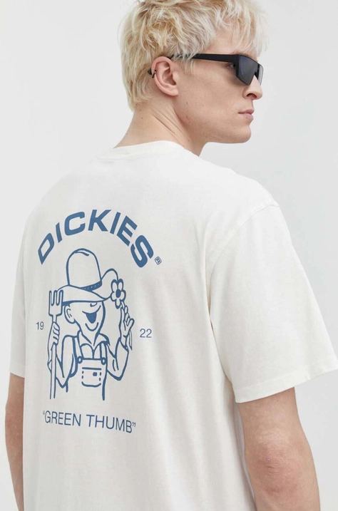 Памучна тениска Dickies WAKEFIELD TEE SS в бежово с принт DK0A4YRC