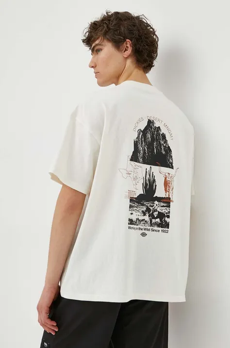 Bavlněné tričko Dickies PEARISBURG TEE SS béžová barva, s potiskem, DK0A4YRK