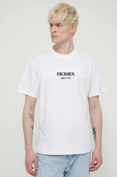 Pamučna majica Dickies MAX MEADOWS TEE SS za muškarce, boja: bijela, s tiskom, DK0A4YRL