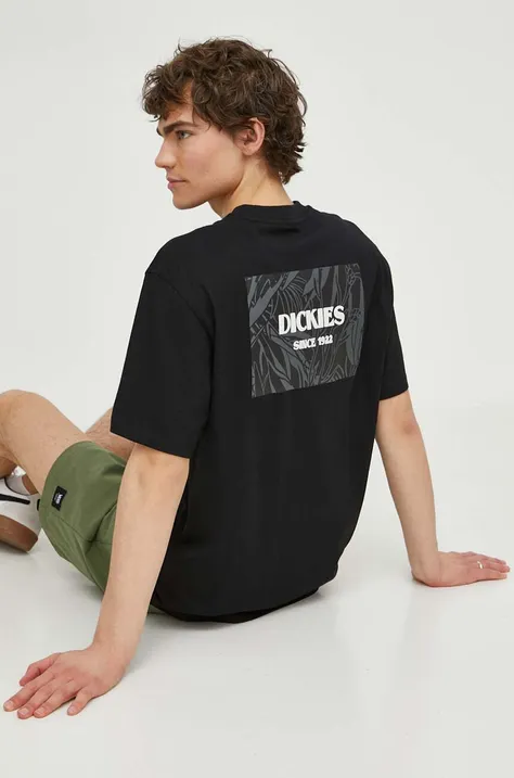 Хлопковая футболка Dickies MAX MEADOWS TEE SS мужская цвет чёрный с принтом DK0A4YRL