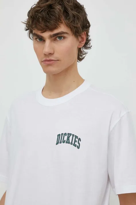 Хлопковая футболка Dickies AITKIN CHEST TEE SS мужская цвет белый с принтом DK0A4Y8O