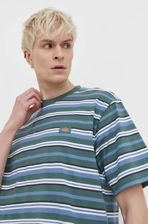 Bavlnené tričko Dickies GLADE SPRING TEE SS pánske, zelená farba, vzorované, DK0A4YR1