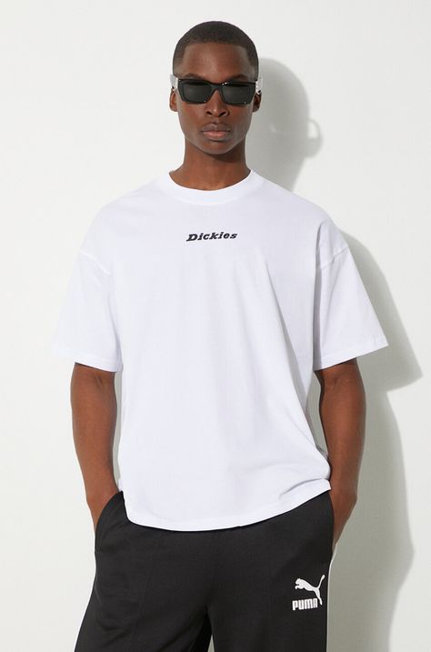 Памучна тениска Dickies ENTERPRISE TEE SS в бяло с принт DK0A4YRN