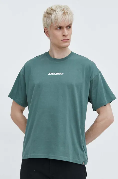 Pamučna majica Dickies ENTERPRISE TEE SS za muškarce, boja: zelena, s tiskom, DK0A4YRN