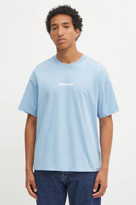 Dickies t-shirt bawełniany ENTERPRISE TEE SS męski kolor niebieski z nadrukiem DK0A4YRN
