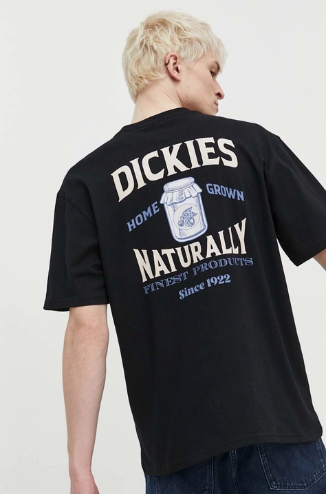 Бавовняна футболка Dickies ELLISTON TEE SS чоловіча колір чорний з принтом DK0A4YRM