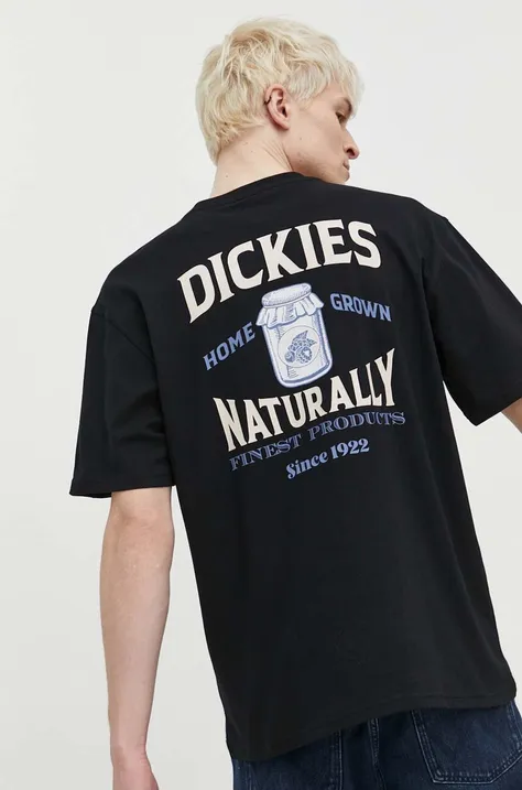 Pamučna majica Dickies ELLISTON TEE SS za muškarce, boja: crna, s tiskom, DK0A4YRM