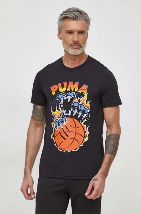 Puma t-shirt fekete, férfi, nyomott mintás, 586866