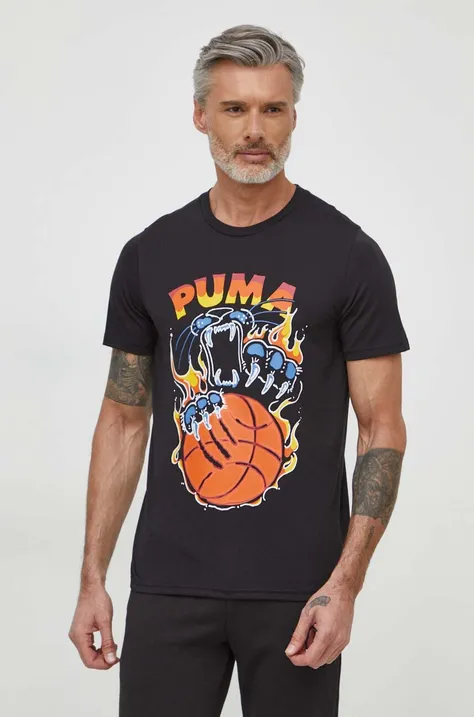 Puma t-shirt męski kolor czarny z nadrukiem