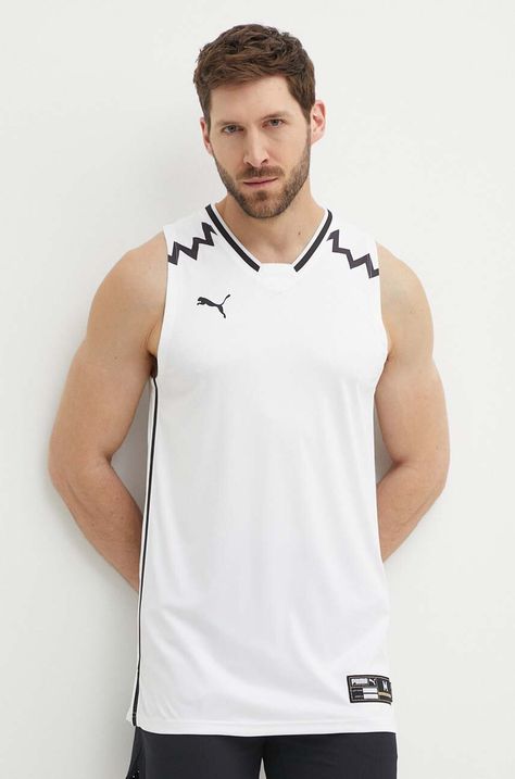 Μπλουζάκι προπόνησης Puma Hoops Team Game χρώμα: άσπρο, 676628
