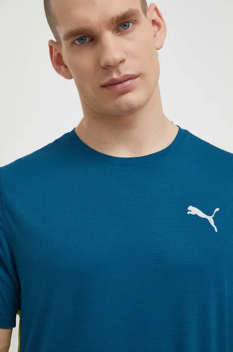 Běžecké tričko Puma Run Favourite Velocity tyrkysová barva, s potiskem, 525058
