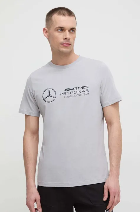 Bavlnené tričko Puma pánsky, šedá farba, s potlačou, 623762