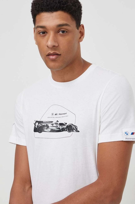 Βαμβακερό μπλουζάκι Puma x BMW Motorsport  BMW ανδρικό, χρώμα: μαύρο με σχέδιο 624165