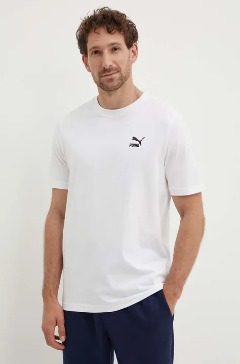 Bavlnené tričko Puma CLASSICS Small Logo Tee pánske,biela farba,s nášivkou,,679187