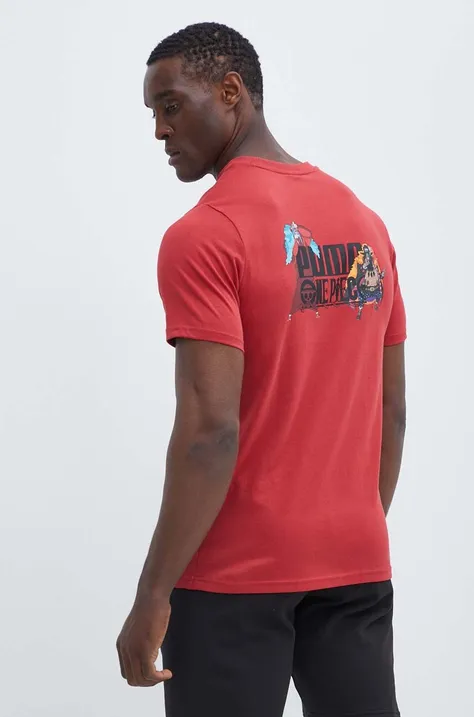 Puma tricou din bumbac X ONE PIECE bărbați, culoarea roșu, cu imprimeu, 624665