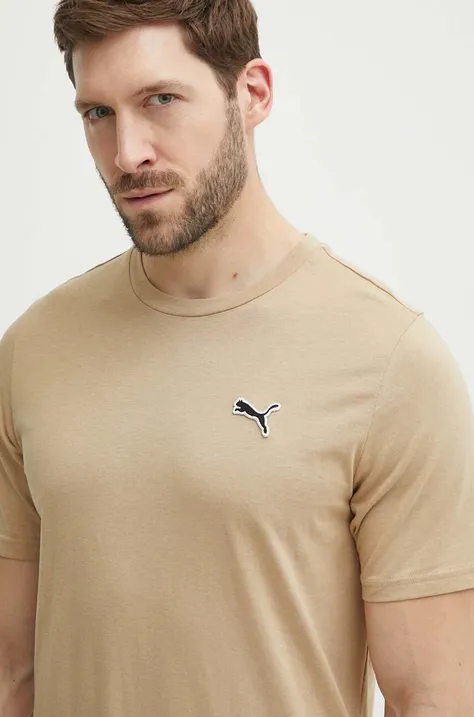 Βαμβακερό μπλουζάκι Puma BETTER ESSENTIALS ανδρικό, χρώμα: καφέ, 675977