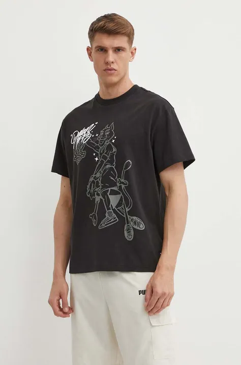 Bavlněné tričko Puma černá barva, s potiskem, 625282