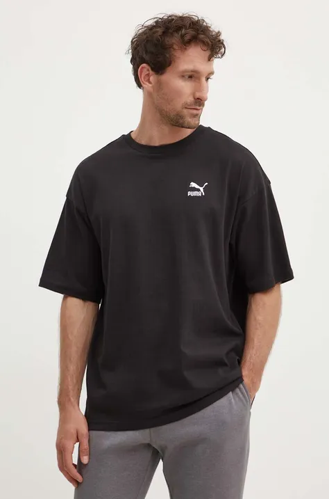 Хлопковая футболка Puma мужской цвет чёрный с аппликацией