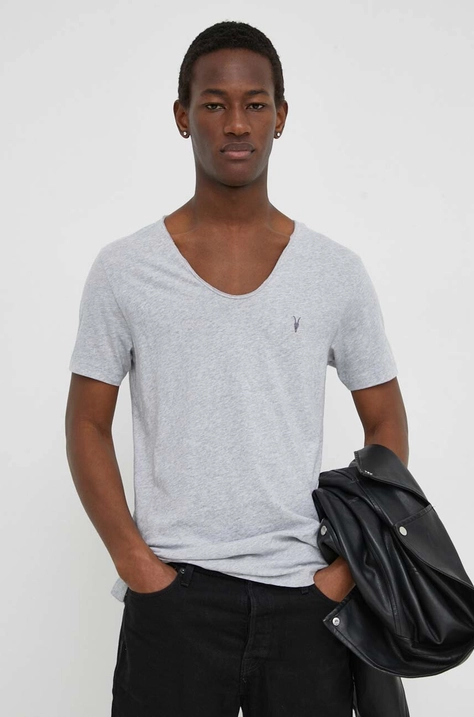 AllSaints t-shirt Tonic szürke, férfi, sima