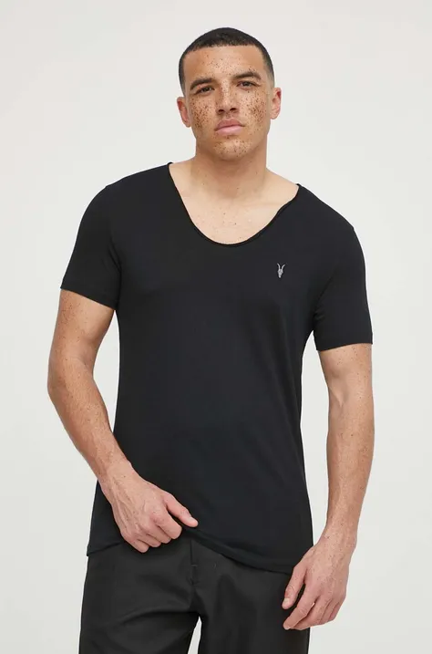 Majica kratkih rukava AllSaints Tonic za muškarce, boja: crna, bez uzorka