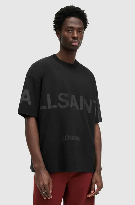 Βαμβακερό μπλουζάκι AllSaints BIGGY SS ανδρικό, χρώμα: μαύρο