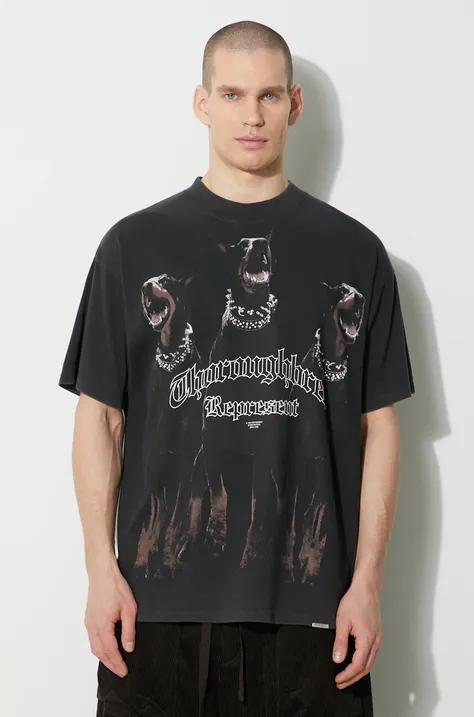 Bavlnené tričko Represent Thoroughbred pánske, čierna farba, s potlačou, MLM499.03