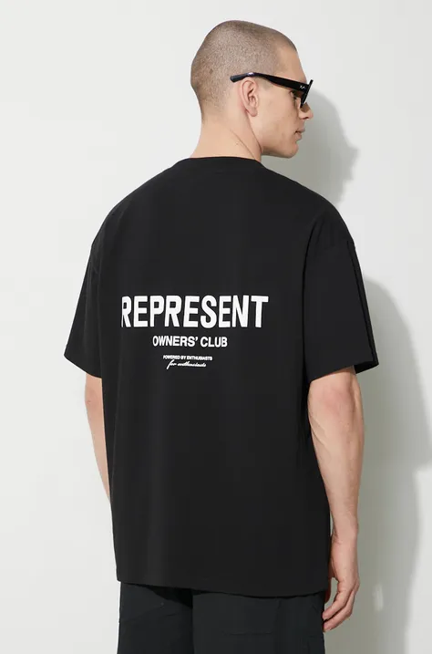 Βαμβακερό μπλουζάκι Represent Owners Club ανδρικό, χρώμα: μαύρο, OCM409.01