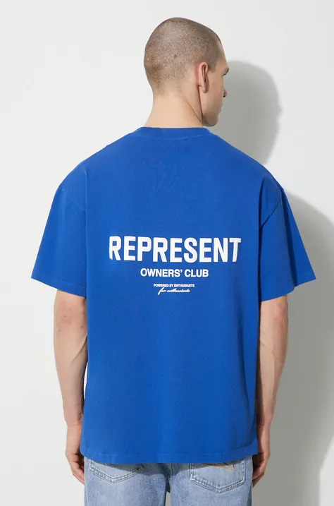 Памучна тениска Represent Owners Club в синьо с принт OCM409.109