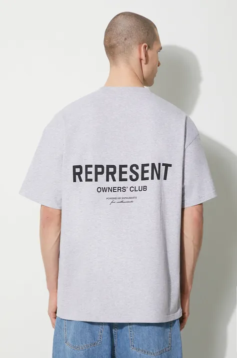 Pamučna majica Represent Owners Club za muškarce, boja: siva, s tiskom, OCM409.302