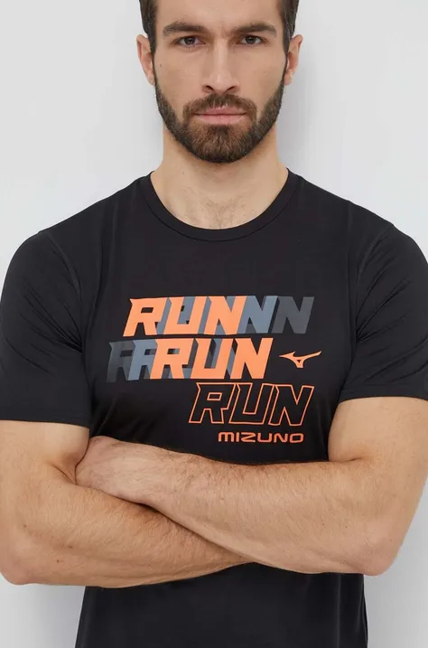 Μπλουζάκι για τρέξιμο Mizuno Core Run χρώμα: μαύρο, J2GAB008