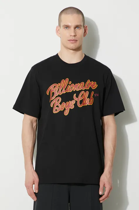 Bavlněné tričko Billionaire Boys Club Script Logo černá barva, s potiskem, B24134