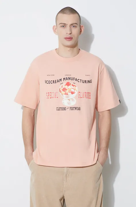 Памучна тениска Icecream Special Flavour в оранжево с принт IC24134