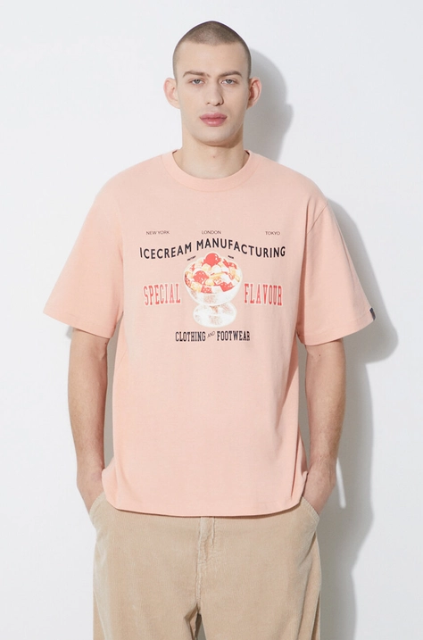 Iceream t-shirt bawełniany Special Flavour męski kolor pomarańczowy z nadrukiem IC24134