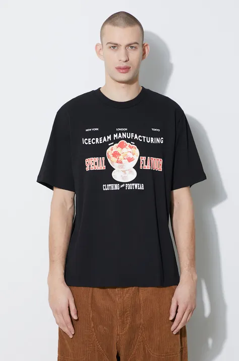 Icecream tricou din bumbac Special Flavour bărbați, culoarea negru, cu imprimeu, IC24134