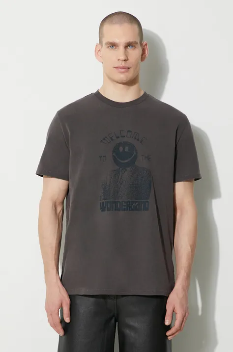 Bavlněné tričko KSUBI portal kash ss tee šedá barva, s potiskem, MPS24TE014
