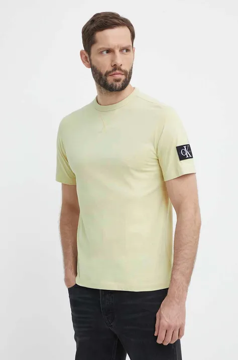 Calvin Klein Jeans pamut póló zöld, férfi, sima, J30J323484