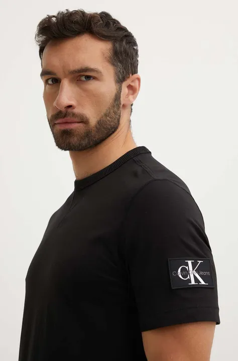 Calvin Klein Jeans t-shirt bawełniany męski kolor czarny gładki J30J323484
