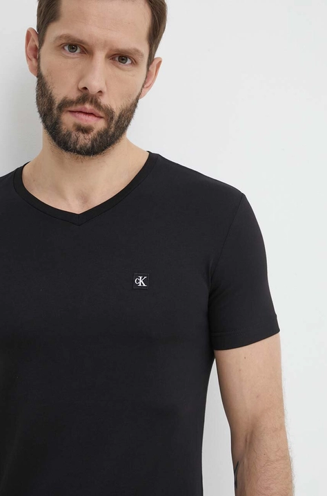 Calvin Klein Jeans t-shirt bawełniany męski kolor czarny gładki