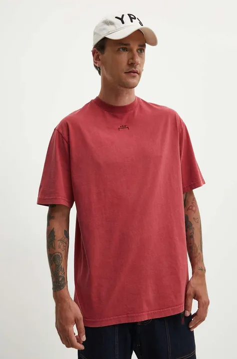 Хлопковая футболка A-COLD-WALL* Essential T-Shirt мужская  цвет красный с аппликацией ACWMTS177