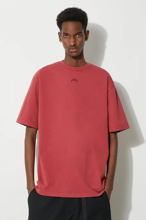 Pamučna majica A-COLD-WALL* Essential T-Shirt za muškarce, boja: crvena, s aplikacijom, ACWMTS177