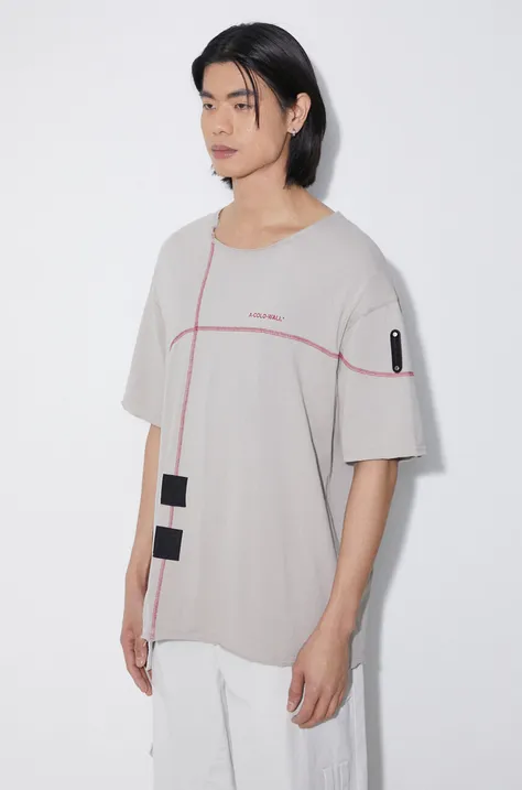 A-COLD-WALL* t-shirt bawełniany Intersect T-Shirt męski kolor beżowy z aplikacją ACWMTS179