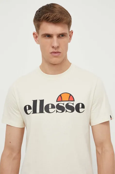 Ellesse t-shirt bawełniany SL Prado Tee męski kolor beżowy z nadrukiem SHV07405