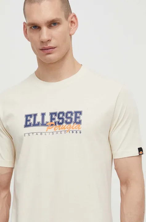 Βαμβακερό μπλουζάκι Ellesse Zagda T-Shirt ανδρικό, χρώμα: μπεζ, SHV20122