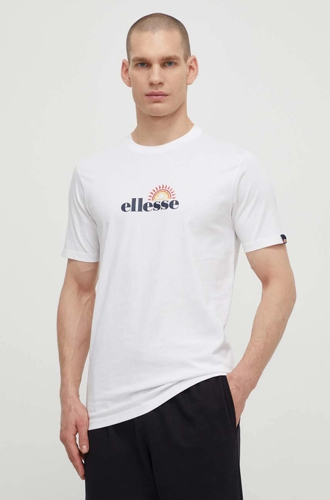 Pamučna majica Ellesse Trea T-Shirt za muškarce, boja: bijela, s tiskom, SHV20126