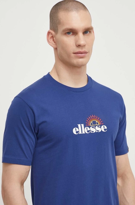 Pamučna majica Ellesse Trea T-Shirt za muškarce, boja: tamno plava, s tiskom, SHV20126